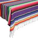 OurWarm 59 x 84 Inch Mexican Tablecloth Serape Blanket, Large Square Cotton Fringe Fiesta Tablecloth for Mexican Cinco de Mayo Party Decorations (Purple)