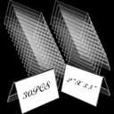 Fulmoon 30 Pcs Mini Acrylic Sign Holder, 2 x 3.5 Inches Small Clear Sign Display Holder Acrylic Name Plate for Desk Horizontal Nameplate V Shaped Display for Office School Store Business
