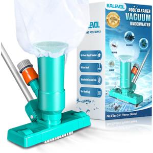 Pool Cleaner Vacuum, Pool Vacuum for Above Ground Pool with 3 Scrub Brushes, Nylon Mesh Net - Above Ground Pool Vacuum for Swimming Pool, Spa, Fountain, Pond, Hot Tub, Pure Green