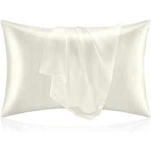 BEDELITE Satin Pillowcase for Hair and Skin, Super Soft and Cooling Similar to Silk Pillow Cases 2 Pack with Envelope Closure, Gift for Women Men(20"x26" Standard Size, Ivory)