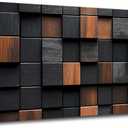 Brown and Black Square Canvas Wall Art Decoration Bedroom Living Room Dining Room Art Canvas Wall Art Office Study Artwork Picture Printed Material Modern Design Sense Hangable Artwork 20x40inches