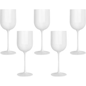 PLASTICPRO White Plastic Wine Glasses Set of 10 Elegant Wine Goblets Hard Plastic Wine Cups on Stem 12 Ounce