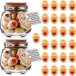 2 x Huwena 50 Pcs End of School Year Gifts Affirmations Potato Gift Bulk for Teacher Nurse Graduation Desk Decoration Resin Potato Office Affirmations Jar with Emotional Tag Gift for Mom Employee