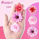 Hoteam 100 Pcs Spring Assorted Small Flower Decorative Fake Flower Heads Bulk Silk Artificial DIY Faux Mini Daisy Rose Plum Craft for Wedding Cake Mother's Day Party Wreath Home (Bright)