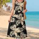 WIHOLL Summer Dresses for Women Flowy Casual Midi Dress Beach Vacation Sundresses with Pockets (XL)