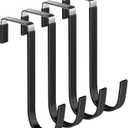Over The Door Metal Hooks with Plastic Coating 5.5" Fit 0.5" to 1 3/8" Door 4 Pcs Heavy Duty Single Towel Robe Rack Wreath Bathroom Shower Hanger Shoe Organizer Ironing Board Short Black