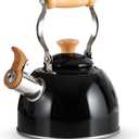 ROCKURWOK Tea Kettle, Tea Pot with Cool Touch Ergonomic Handle, Teapot Food Grade Stainless Steel, Tea Kettle Stovetop, Kettle Teapot, Whistling Tea Kettle, Small Tea Pot, 1.6 Quart (Black)