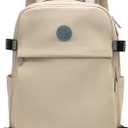 NEWBELLA 17L Laptop Backpack for Women - Water Resistant College Backpack with Multiple Pockets, Ergonomic Support for School, Work, Travel (Beige 11.22"*16.54"*5.71")