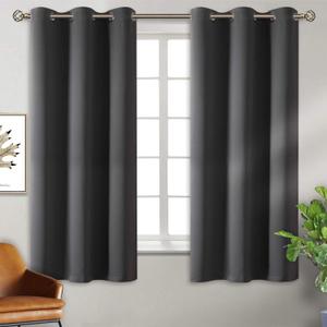 BGment Blackout Curtains for Bedroom - Grommet Thermal Insulated Room Darkening Curtains for Living Room, Set of 2 Panels (38 x 63 Inch, Dark Grey)