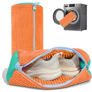 Shoe Washing Machine Bag: Laundry Shoe Bag for Washer and Dryer - 2pc Reusable Shoe Cleaning Bag for Sneaker Tennis Shoes Unstain Cleaner Kit (Orange 2pcs)