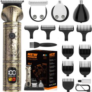 Trimmer Kit Professional Hair Clipper Zero Gapped T-Blade Electric Shaver Razor Nose Body Trimmer for Men Cordless Grooming Kit 4 in 1
