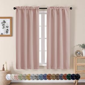 Aiyufeng Blush Blackout Curtains for Bedroom 63 Inch Length 2 Panels Set, Nursery Thermal Insulated Energy Saving Rod Pocket Window Treatment Curtains Blackout Drapes, W40 x L63 Inch, Blush