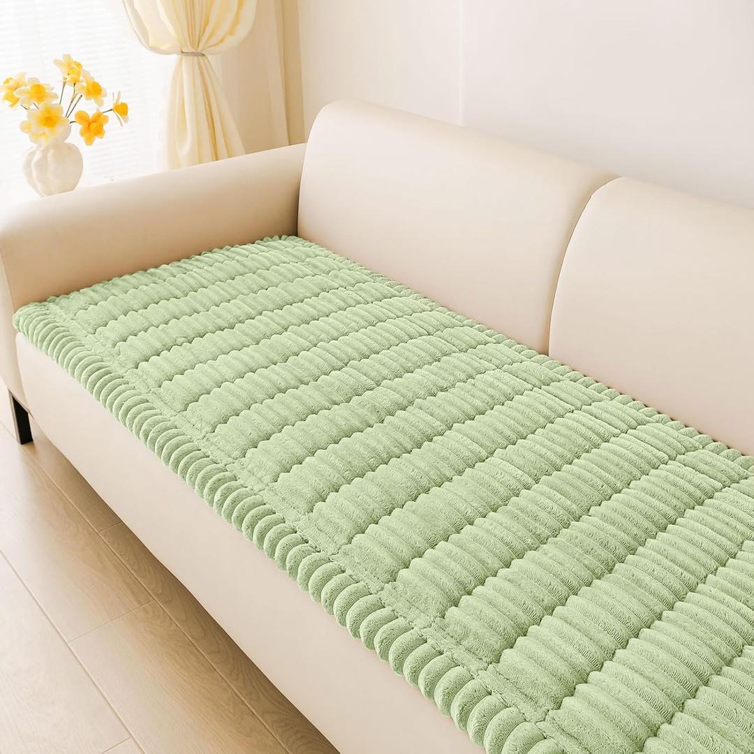 hyha Couch Covers for Dogs Washable, Non Slip Plush Dog Sofa Protectors, Fuzzy Pet Couch Covers for 3 Cushion Sofa Pet Friendly (Green, 27.6" x 70.9")