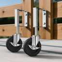 2 Pack Spring Loaded Adjustable Gate Wheel, 4 Inch Gate Castors with Brake, Heavy Duty Castor Wheel with Load Capacity 220LBS