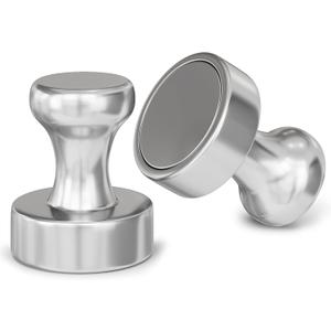 Realth Fridge Magnets Dia 1.41" 2 Pack, Refrigerator Magnets for Whiteboard, Strong Neodymium Magnetic Push Pins, Push Pin Magnets for Map Heavy Duty Brushed Nickel for Home Kitchen Office School