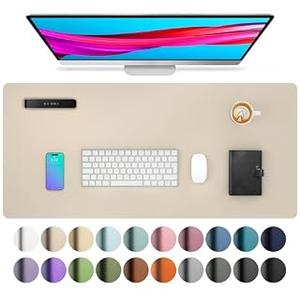 Aothia Leather Desk Pad Protector, Office Mat, Large Mouse Pad, Non-Slip PU Leather Blotter, Laptop Desk Pad, Waterproof Writing Pad for Office and Home (Beige, 31.5" x 15.7")