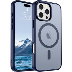 SUPFINE Magnetic for iPhone 16 Pro Max Case (Compatible with MagSafe) (Military Grade Drop Protection) Translucent Matte with Anti-Fingerprint Phone Case, Navy Blue