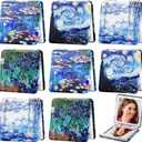8 Pcs Compact Mirror Double Sided Makeup Square PU Leather Portable Pocket Hand Mirror Bulk with 2X1X Magnification Art Gift for Woman