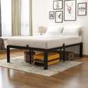Yookare Queen Platform Bed Frame,14" Heavy Duty Metal Mattress Foundation, Rounded Safety Corners & Recessed Legs,Mattress Retainers,Easy Assembly,Noise Free Steel Slat Support,No Box Spring Needed