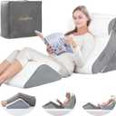 Kingfun 4PCS Orthopedic Bed Wedge Pillow Set for Sleeping, Post Surgery Memory Foam Support Pillows for Back, Neck and Leg Pain Relief, Adjustable Triangle Pillow - Acid Reflux, Anti Snoring & GERD