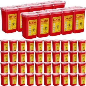 Sharps Containers for Home Use, 1 Quart Portable Small Needle Disposal Sharps Container Home Travel, with Locking Lid for Biohazard Syringes, Safe Needle Box Disposal, 6" x 4" x 3"(50 Pcs)