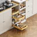 Bamboo Wood Pull Out Cabinet Organizer Fixed With Adhesive Nano Film, Heavy Duty Slide Out Pantry Shelves, Sliding Drawer Pantry Shelf for Kitchen, Living Room, Home,12.2" W x 20.8" D x 2.75" H