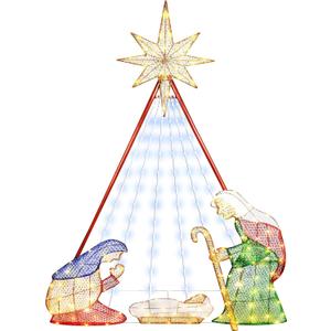 6ft Outdoor Pre-lit Nativity Set - Lighted Christmas Scene with 240 UL Lights - Weather-Resistant and Quick Assembly