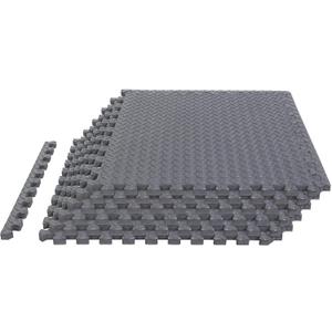 TCE AUPM002GY Interlocking Foam Mat Protective Exercise Workout Puzzle Floor Mat Tiles for Home Gym Equipment - 6 Pieces, 24 Square feet, Gray