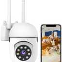 JAIOTlink 1080P Security Camera Wired, Baby Monitor with 360° Pan/Tilt, 2-Way Audio, Color Night Vision, AI Detection, SD/Cloud Storage, 2.4G/5GHz WiFi Home Surveillance Cam, Compatible with Alexa, Color: White (Wall Mount)