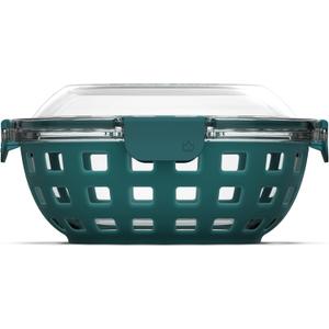 Ello Duraglass Meal Prep Container- Glass Food Storage Container with Silicone Sleeve and Airtight BPA-Free Plastic Lid, Dishwasher, Microwave, and Freezer Safe (5.5 cup, 5 Cup Watercress)
