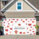6X8ft Happy Strawberry 1st Birthday Garage Door Decorations Background Pink Gingham Berry First Birthday Party Decorations Backdrop Birthday Party Indoor Outdoor Decor Banner Cover