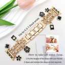 YONWORTH Cuban Chain Band Compatible with Apple Watch Bands 38/40/41/42/44/45 46 49mm Women,Bling Diamond Chain Dressy Metal Wristband Cute Charms Pendants for iWatch Series 10 9 8 7 6 5 4 3 SE Ultra