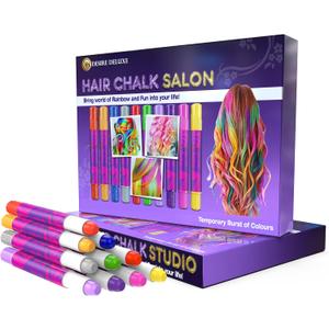 Desire Deluxe - Girls Gifts Hair Chalk 10 Temporary Non-Toxic Easy Washable Hair Dye Colourful Pens
