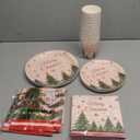 Christmas Party Supplies,102 Pcs Merry Christmas Themed Party Set,Xmas Dinnerware Sets,Xmas Tablecloths Plates Cups Napkins,Holiday Tableware For New Year,Outdoor Picnic,Home,Dinner Party Decoration