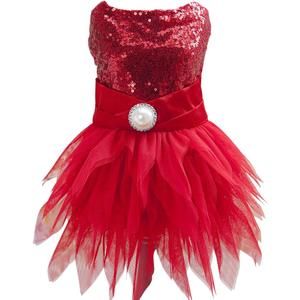 Tangpan Beam Waist Christmas Pet Costume Dog Dance Skirt Satin Camp Party Dress (XX-Large, Red)
