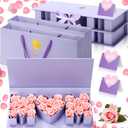 Ctosree 2 Sets Mother's Day Mom Flower Gift Box with 18'' x 7.7'' x 2.7'' Empty MOM Letter Shaped Box Gift Bags Greeting Cards for Mother's Day Birthday Flower and Arrangements(Purple)