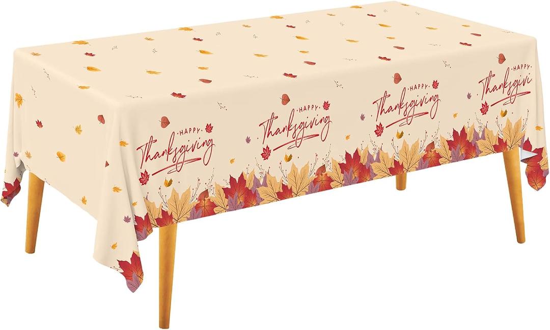 Gatherfun Maple Leaves Waterproof Plastic Rectangular Tablecloths - Disposable Table Covers for Fall Parties, 4PCS 54x108 Inch