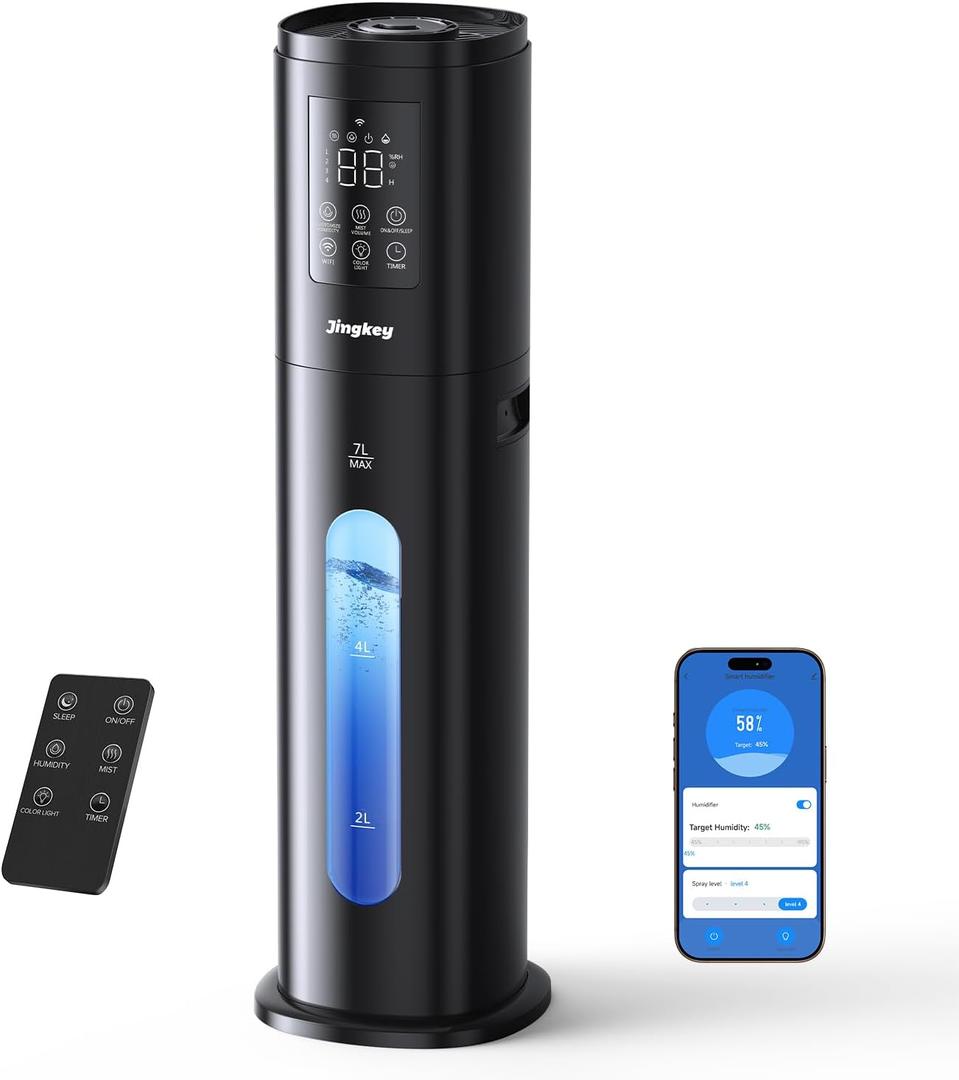 Humidifiers for Bedroom Large Room with Smart App & Remote Control, 7L/1.85Gal Large Humidifier, 4 Mist Levels Room Humidifiers for Home Crow