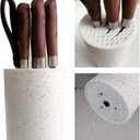 Knives Set with Block,6pc Chef Knife Set High Carbon Stainless Steel Sharp Knives with Universal Knife Block Suitable for Kitchen, Anti-Rust Kitchen Knife Block Set,Space-saving, Safer and Tidier (White)