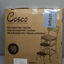 COSCO Stylaire Retro Chair + Step Stool with Flip-Up Seat , Gold & Cream