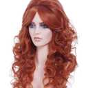 22 Inches Retro Beehive Ginger Wigs for Women Long Wavy Copper Red Wig with Bangs Synthetic Natural Auburn Wig for 60s 70s 80s Cosplay,Halloween,Daily Use