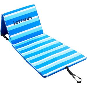 Portable Beach Chair With Back Support, Folding Lounge for Adults, Adjustable Mat, Lightweight Tanning Chair for Outdoor Sand Camping Sunbathing