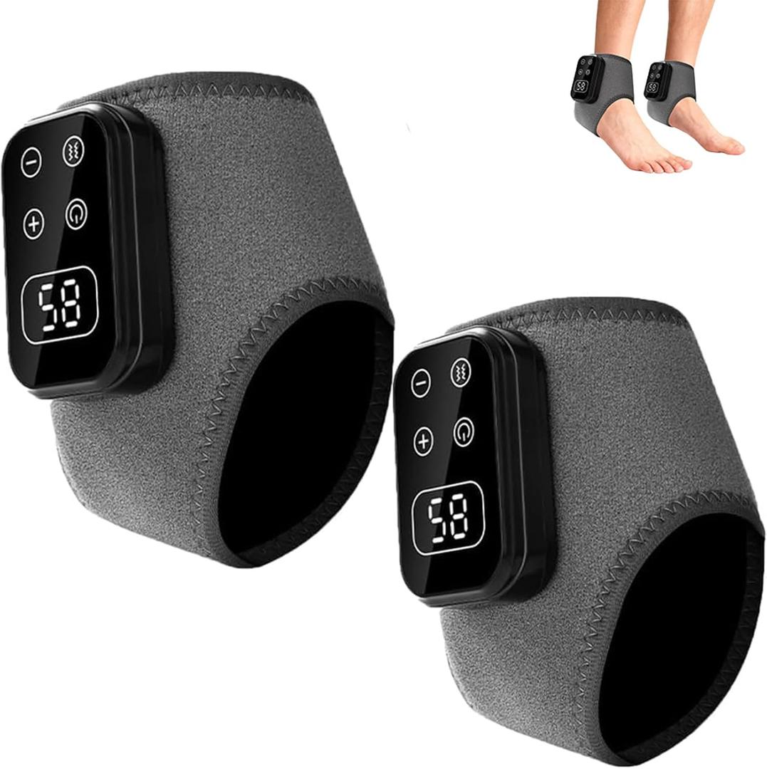 2Pcs Foot Triple Method Massager,3-in-1 Portable Foot and Ankle Massager Heated Wrap,3-Speed & 5-Temperature Triple Technology Foot Massager Ankle for Home Office Travel
