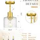 LMS Modern 1-Light Semi Flush Mount Ceiling Light, Brushed Gold Close to Ceiling Light with Seeded Glass Shade, Farmhouse Lighting for Hallway Corridor Kitchen, LMS-101GD