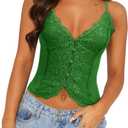 Women's Sexy Lace V Neck Button Down Going Out Boho Tops Trendy 2025 (Green, S)