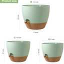 Big Self Watering Pots 12/10/9 inch, Planter, Plant Pots with Mesh Drainage Holes for Indoor Outdoor Garden Plants, Plastic Flower Pots with Removable Deep Reservoir, Green with Brown