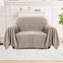 LOMAO Couch Cover Sofa Covers for 3 Cushion Sectional Couch Covers L Shape Couch Cover with Tassel Sofa Protector Washable Reversible Chenille Sofa Slipcover for Pet (Khaki,Small(71 * 91))