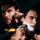 Electric Razor for Men, Foil Shaver and Beard Trimmer for Dry and Wet,Battery LED Display USB-C Fast Charge, IPX7 Waterproof Portable Travel Shaver (Charcoal Black)