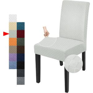 YEMYHOM 2 Packs Latest Checkered Dining Chair Slipcover Parsons Chair Furniture Protector Stretch Chair Covers for Dining Room, Restaurant, Kitchen, Party (Ivory)