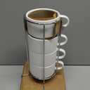 Sweese 4 Ounce Cappuccino Cups with Saucers, Porcelain Double Espresso Cups Set of 4, White